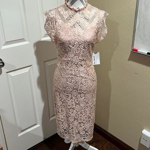 Light pink cocktail lace dress